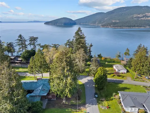 Salmon Run in middle.  House on left corner lot.