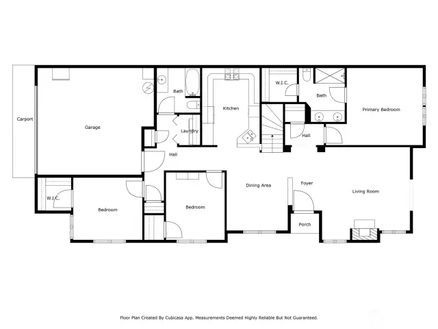 Main-level living in a home with the primary suite, 2 additional bedrooms, an additional full bathroom, and all living spaces and utilities on the main level. Sure, the upper level holds two more bedrooms and another full bathroom, but with everything on the main, you can choose to use the stairs or live entirely on the main level. With the primary suite on one side of the home and the other bedrooms on the other side, the layout offers privacy and peace for you and guests.