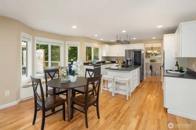 Plenty of room for a kitchen table, right by the French doors to the back deck.