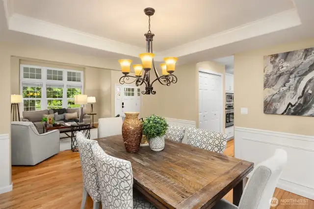 From dining room, enter the kitchen and expansive family room.