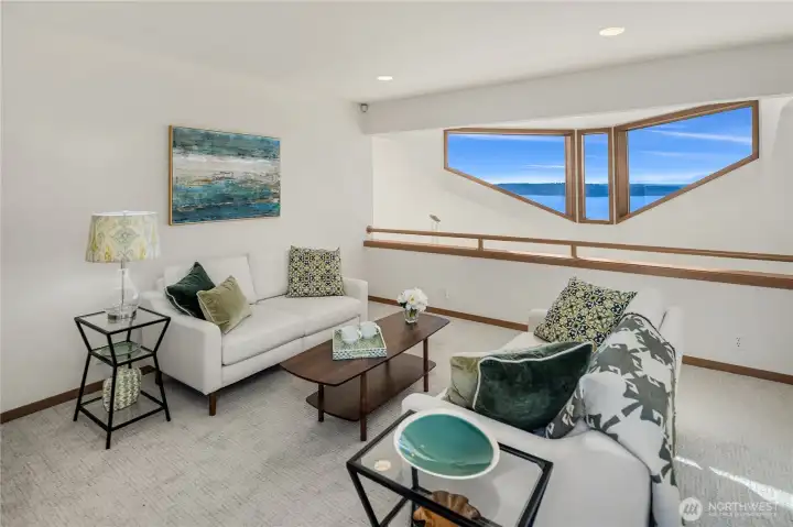 Second floor rec area in this loft space.