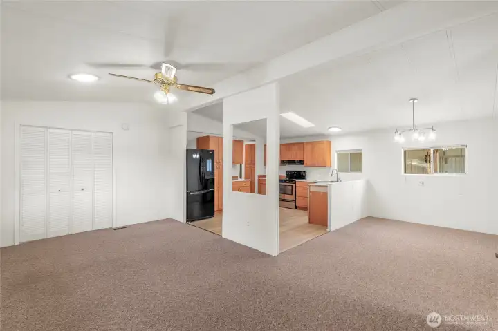 Current living and dining rooms