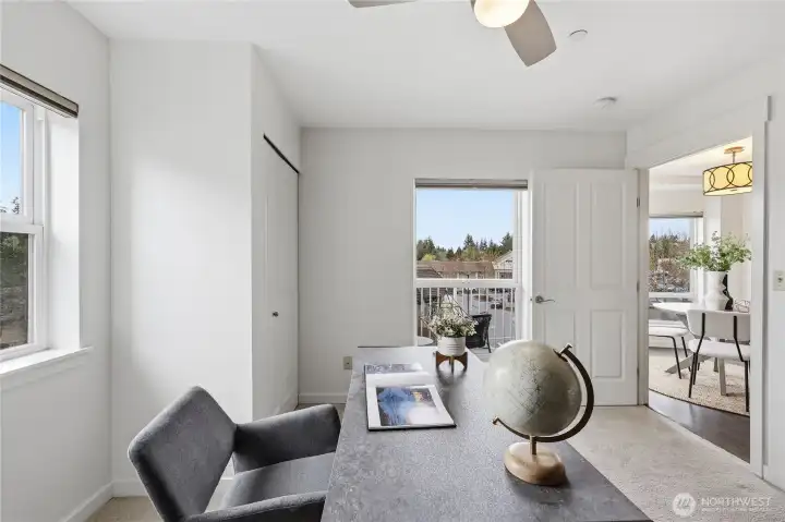 Windows on two sides make the room feel even more spacious.