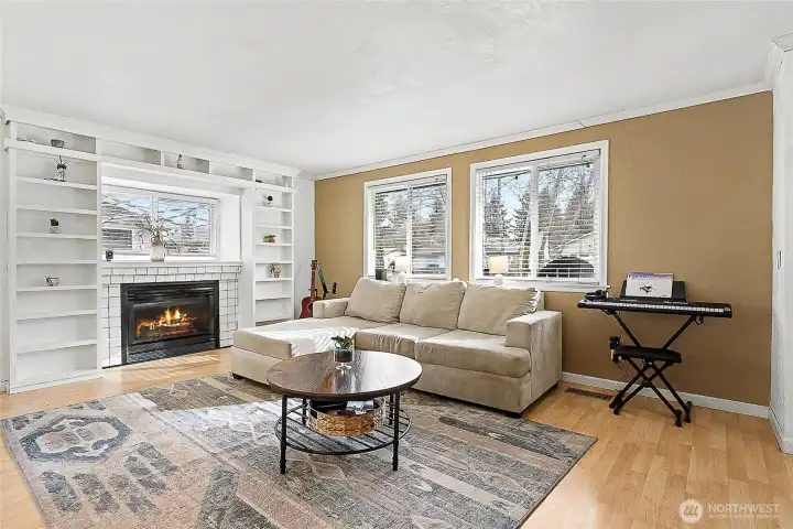 Living room with fireplace