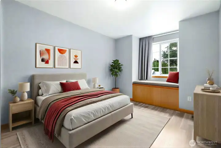 Virtually staged 3rd Bedroom