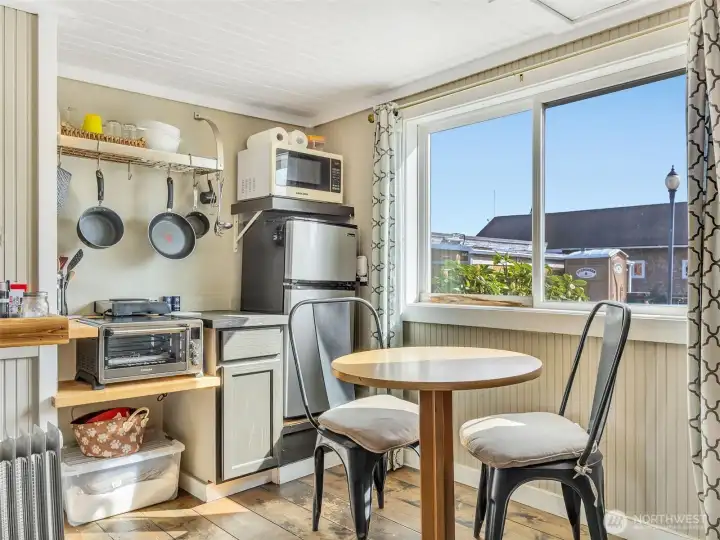 Dining nook with natural light and efficient layout in this Long Beach WA bungalow