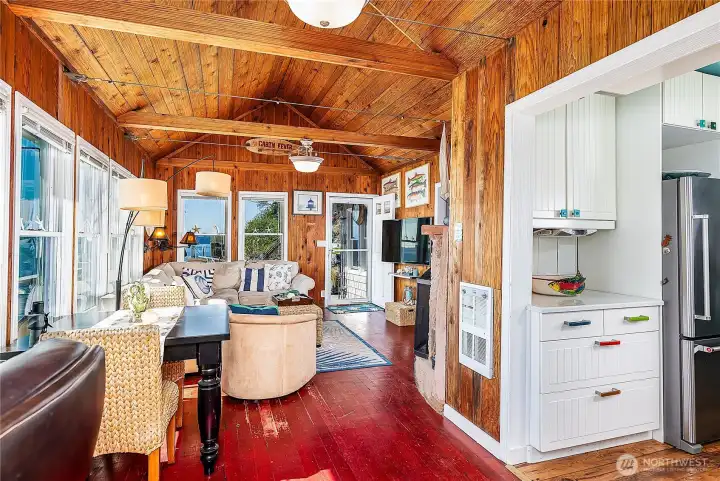 Open dining and living space