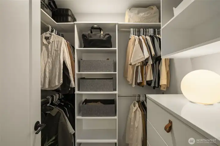 Spacious walk in closet off primary