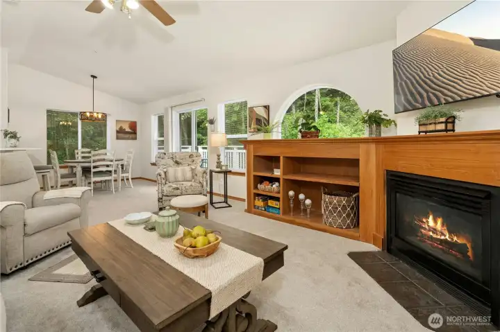 Light drenching windows in this spacious open plan