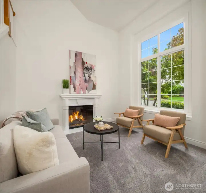 Formal living with fireplace.