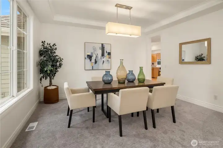 Formal dining to the left of entry.