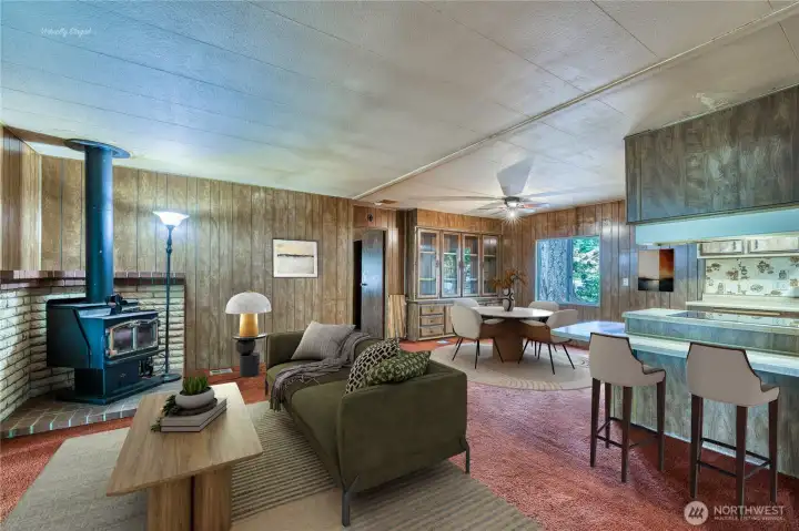 Virtually staged living room.