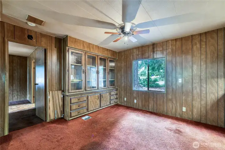 Virtually staged dining room.