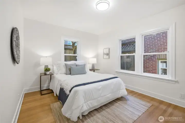Main floor bedroom is large and comfortable.