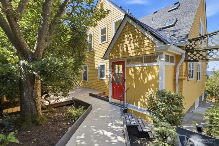The back (Eastside) deck is large and private