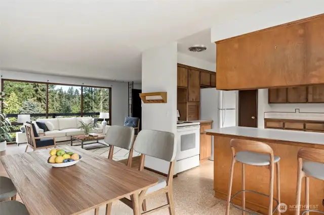 Dining area virtually staged.