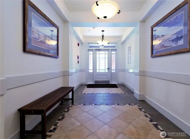 Lobby with elevator