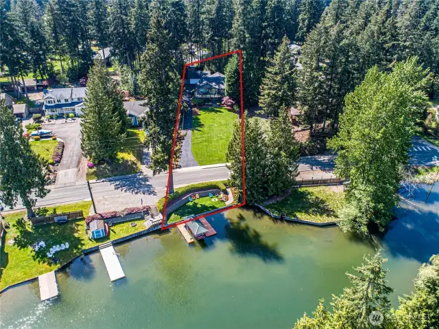 Property is two parcels, approximate property lines shown.