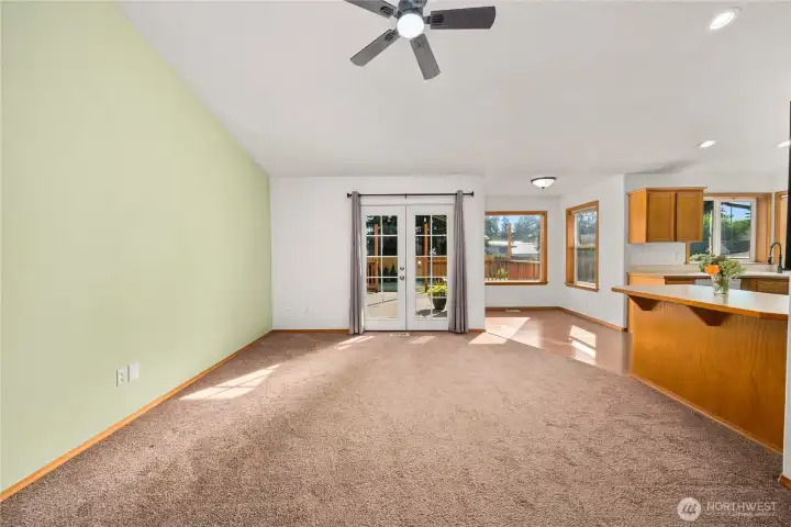 French doors leads from the family room on to the huge back deck