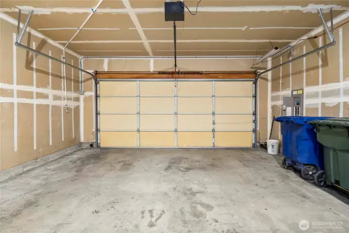 Bully sheet rocked and taped 2 car garage with electric garage door opener