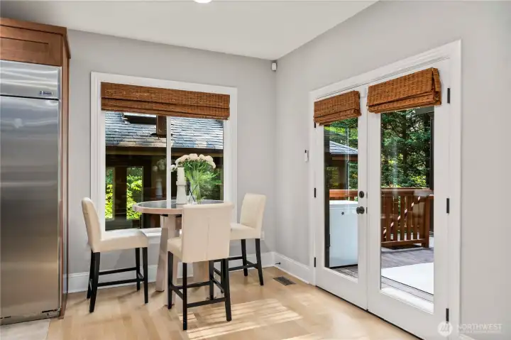 Breakfast nook with access to the private deck