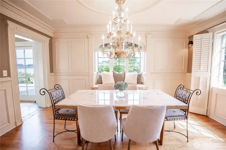 Another view of the elegant dining room.