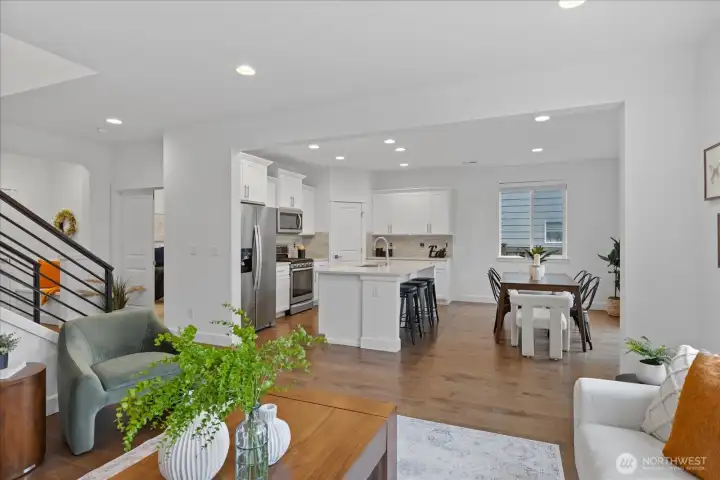Open and airy kitchen setup makes entertaining easy!