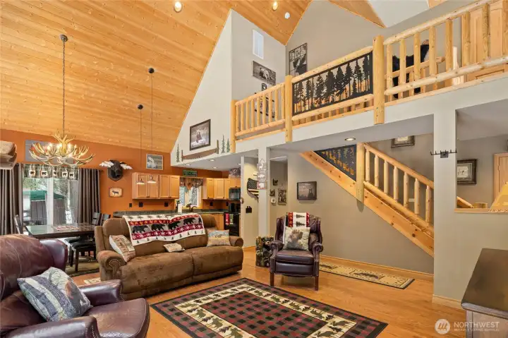 Open loft area with custom metal work!