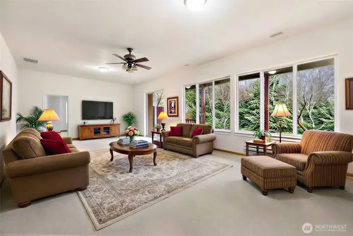 Lower level Staged Great room.