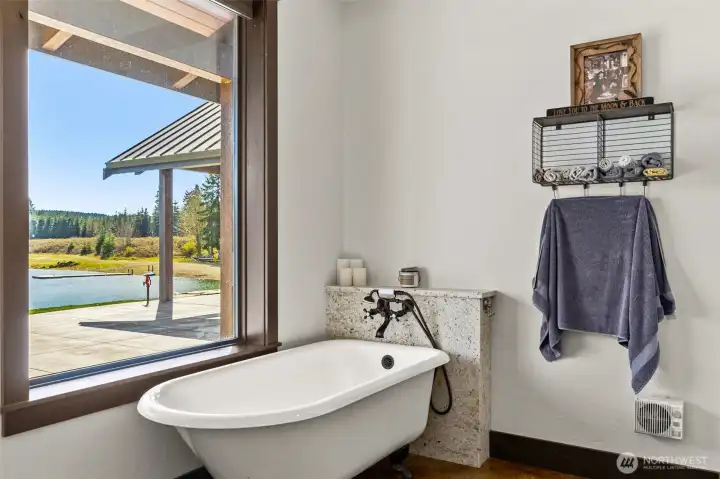 Vintage porceline tub in the master bath