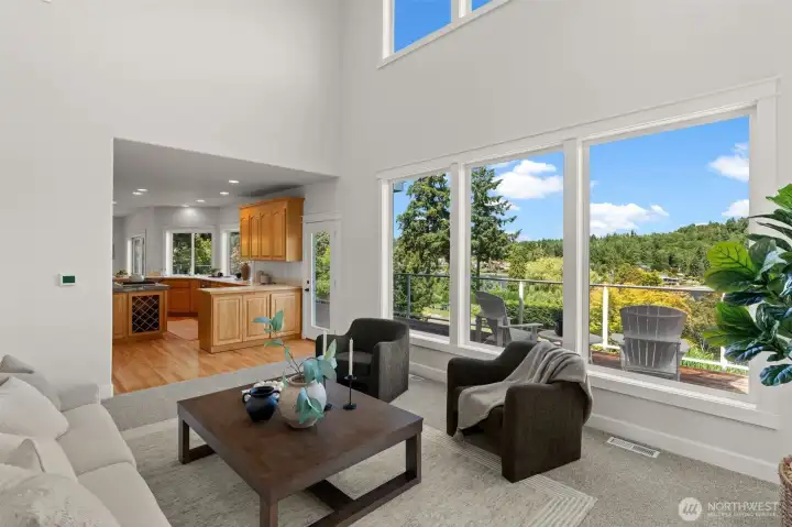 Open- concept living area offers a seamless flow between the great room, kitchen and outdoor living spaces. Open- concept living area offers a seamless flow between the great room, kitchen and outdoor living spaces.