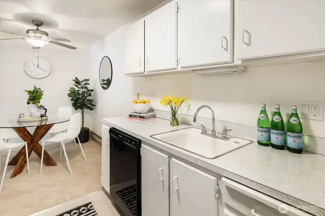 Plenty of storage in this kitchen and good counter space.