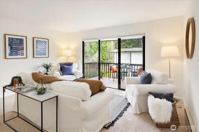Facing east, this unit still gets plenty of natural light into the living room.