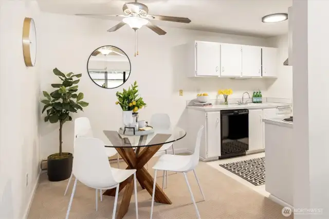 Dining space with open flow to the kitchen.