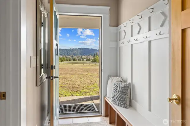 back door with mud room
