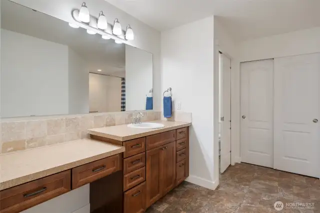 Primary bath with built in Vanity
