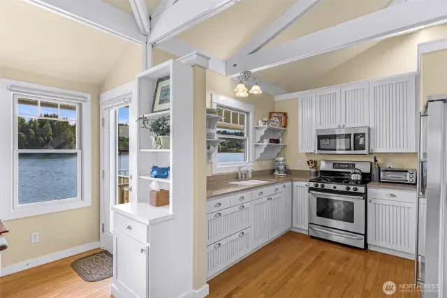 Take advantage of all of the glass cupboards and store your favorite display of dinnerware.