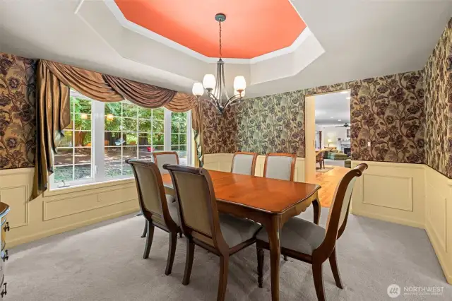Dining room offers lots of room for gatherings both large and small.