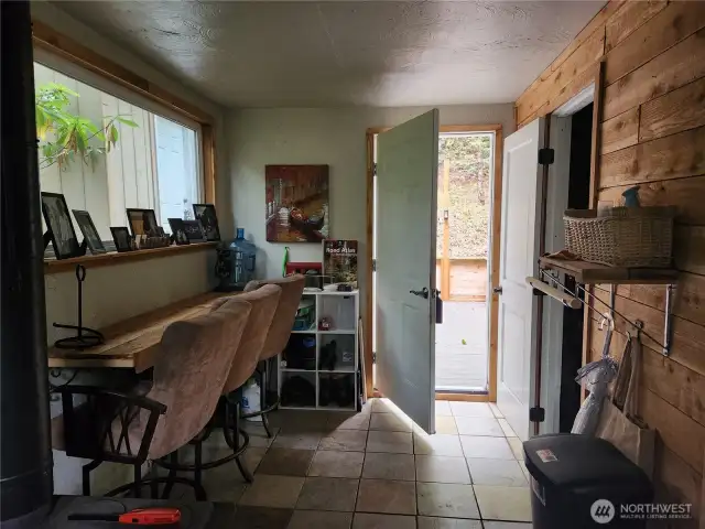 dining bar and door to deck