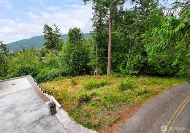 Looking from the neighbor's driveway.