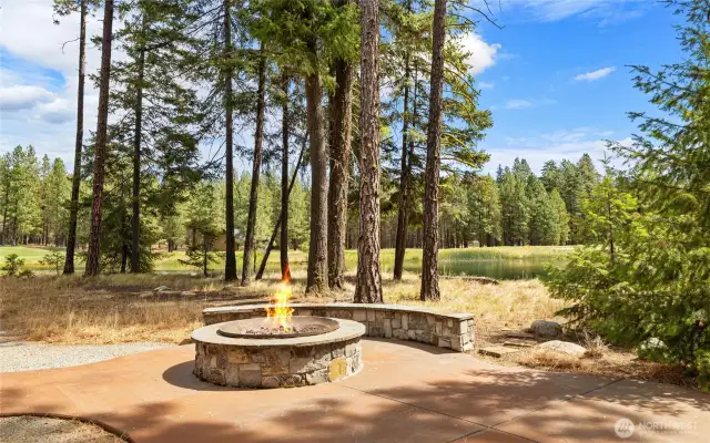 Gather under the stars and around the firepit overlooking the lake and golf course