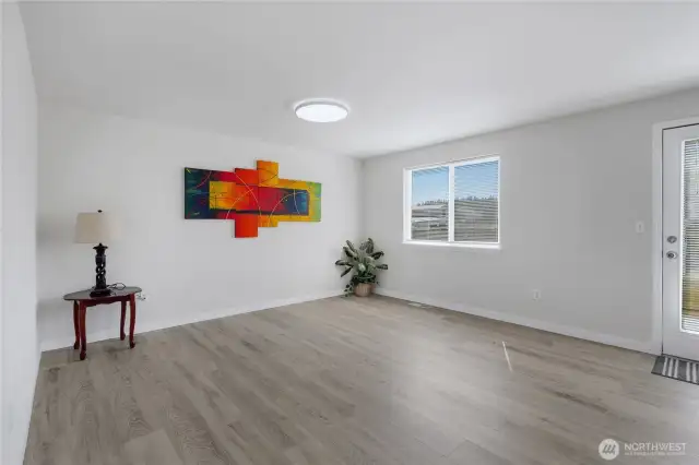 Family room leads out to deck for entertaining.