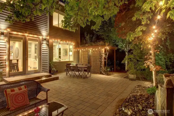 Cozy summer patio pictured here