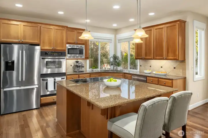 The kitchen- large and light-filled.