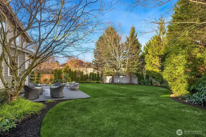 Gorgeous backyard- mature plants and trees make it completely private.