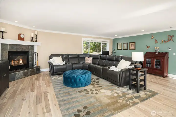 Great Room includes large living room and gas fireplace.