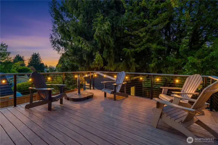 Nice deck with stairs down to large rear yard.