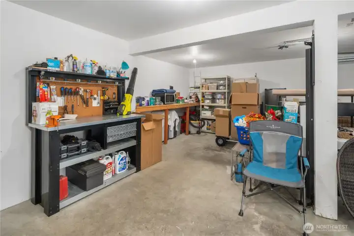 This photo shows just part of the large 2 car garage.