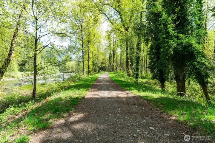 Wonderful South Fork Levee Trail accessed from West and North Side of Property offers a scenic 2 mile walk from  Si View Community Park to 436th Ave SE.