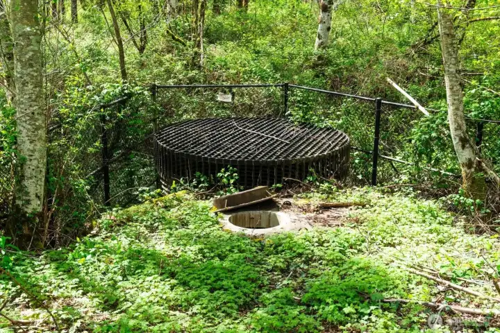 Enormous Drain on boarding creek North Side, that diverts access water in creek  through culvert and into the South Snoqualme River to control water level and eliminate  possible  flooding during rainy seasons.